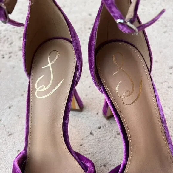 Sam Edelman Purple Velvet Heels with Ruffled Bow - Picture 4 of 6